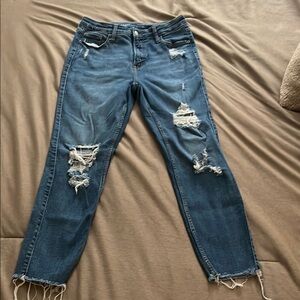 Old Navy Blue Boyfriend Jeans with Distressed Details